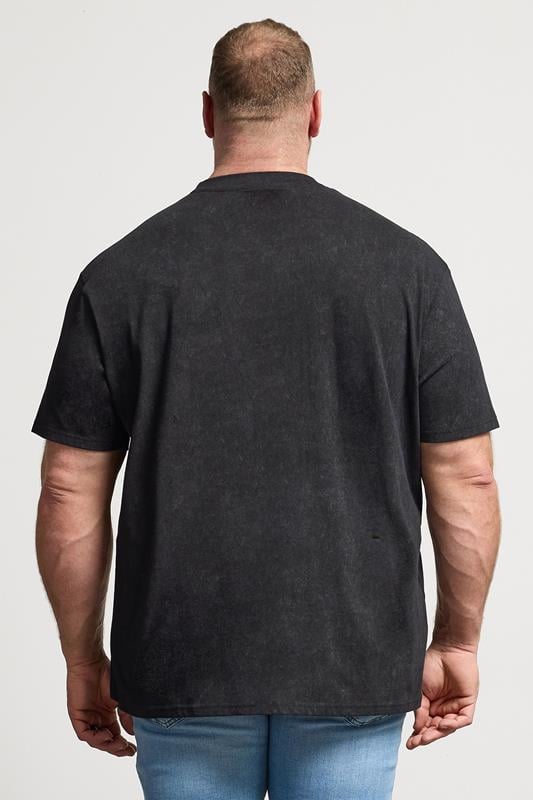 BadRhino Big & Tall Black 'Motley Crue' Acid Wash T-Shirt | BadRhino 2
