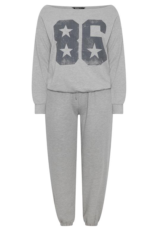 YOURS Plus Size Grey '86' Off-Shoulder Sweatshirt & Jogger Set | Yours Clothing 5