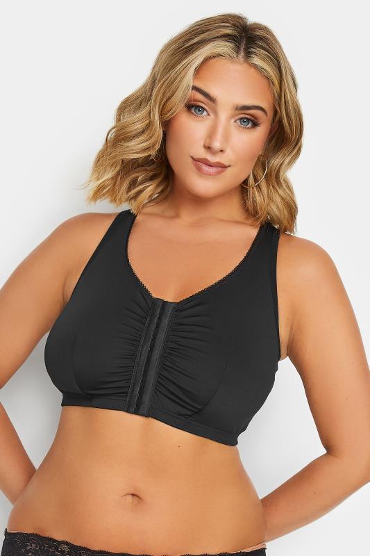 Black Non-Wired Front Fastening Bra | Yours Clothing 3