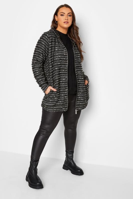 YOURS Plus Size Black Spot Zip Through Hoodie | Yours Clothing 2