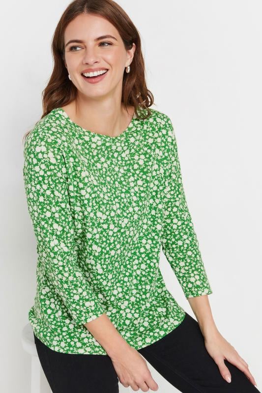 M&Co 3 PACK Green & White Ditsy Floral Cotton Tops | M&Co 8