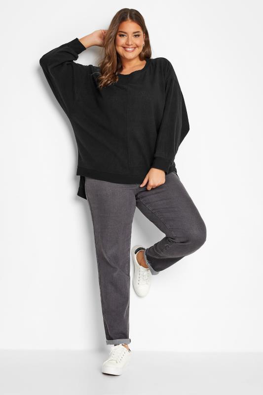 Plus Size Black Soft Touch Fleece Sweatshirt | Yours Clothing 2