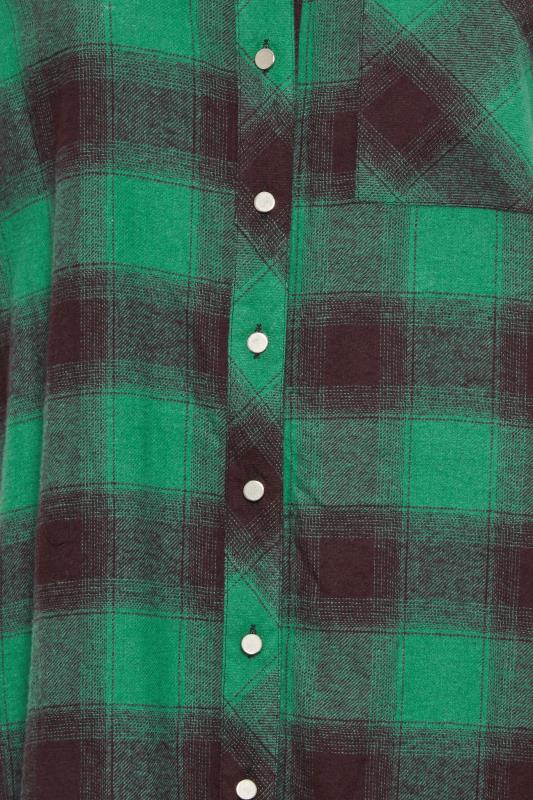 YOURS Plus Size Forest Green Check Print Boyfriend Shirt | Yours Clothing 5