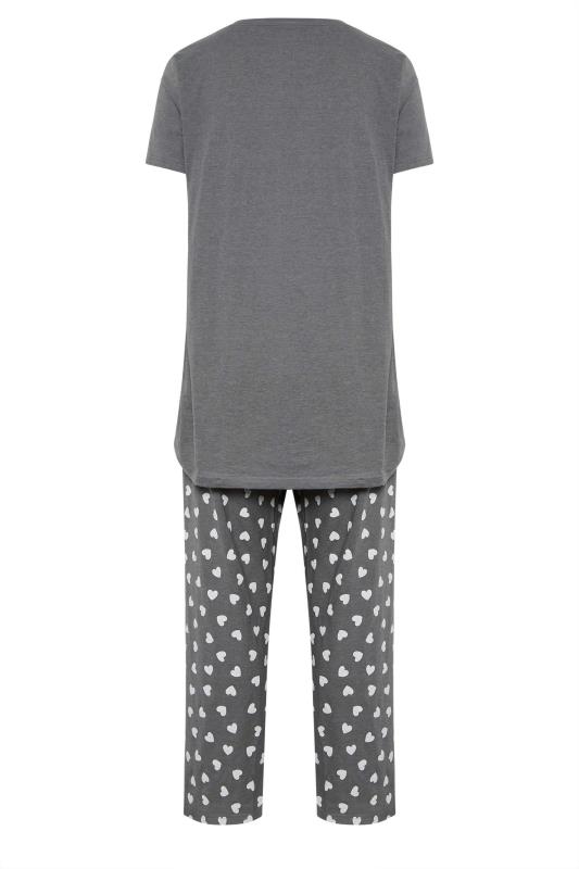 YOURS Curve Grey 'Head in the Clouds' Slogan Pyjama Set | Yours Clothing 7