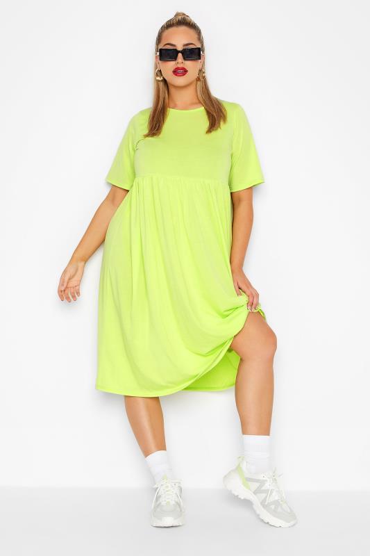 LIMITED COLLECTION Curve Lime Green Smock Dress_B.jpg