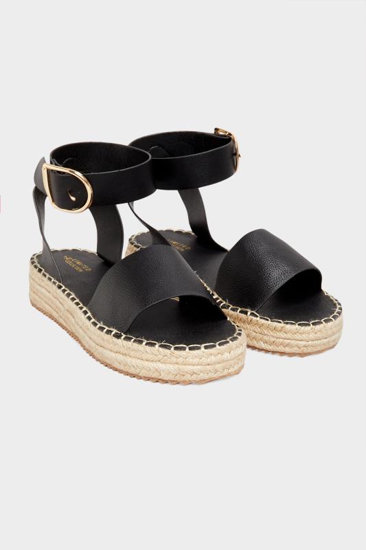 Plus Size Black Flatform Espadrilles In Wide E Fit & Extra Wide EEE Fit | Yours Clothing 2
