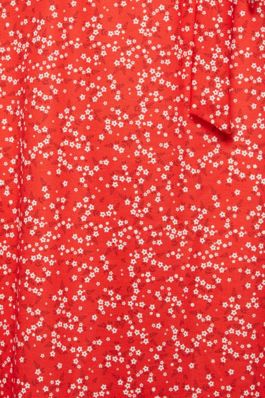 PixieGirl Red Ditsy Floral Midi Skirt | PixieGirl 4