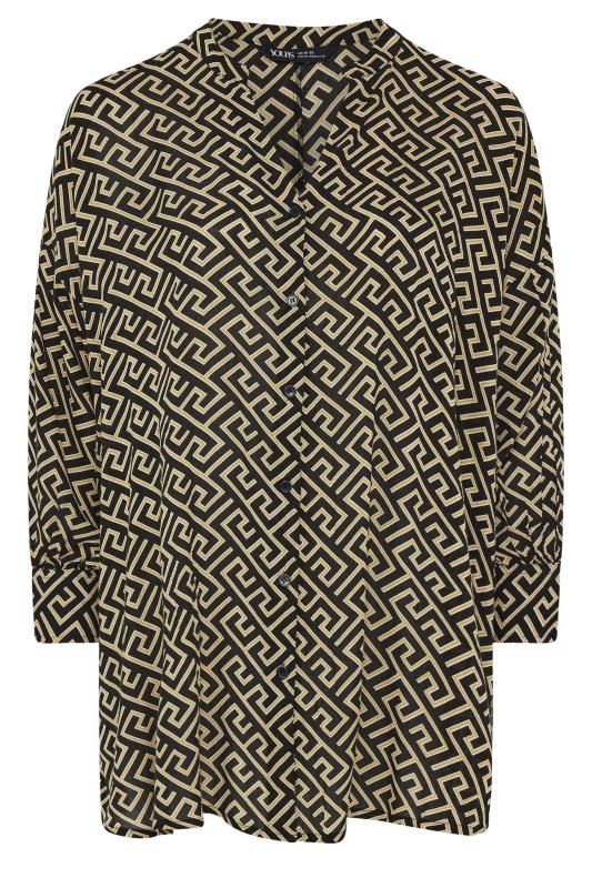 YOURS Plus Size Black Geometric Print Beach Shirt | Yours Clothing 6