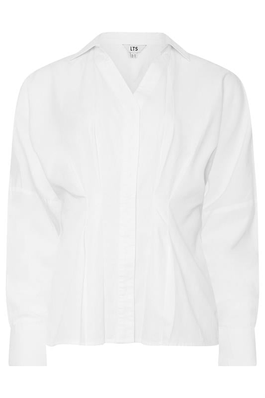 LTS Tall White Pleated Cotton Shirt | Long Tall Sally 5