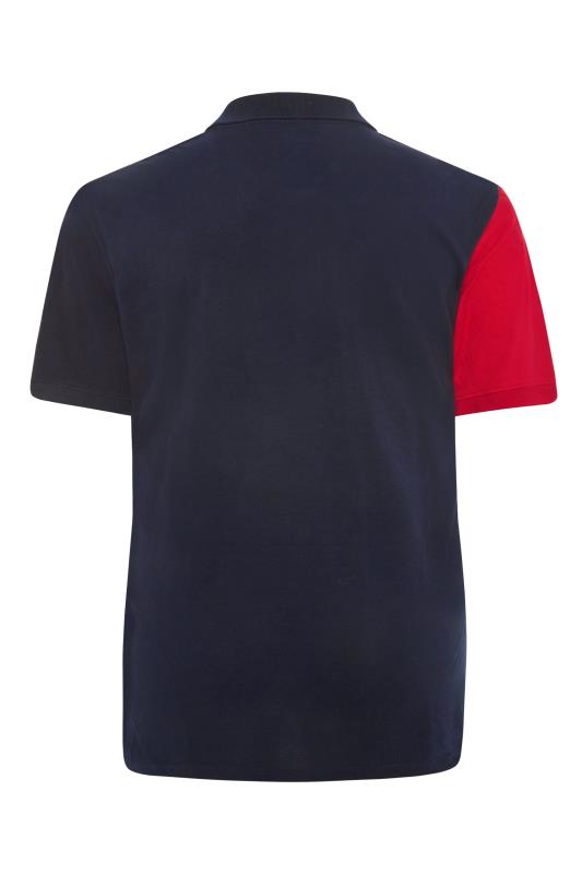 BadRhino Big & Tall Navy Blue & Red Striped Polo Shirt_BK.jpg