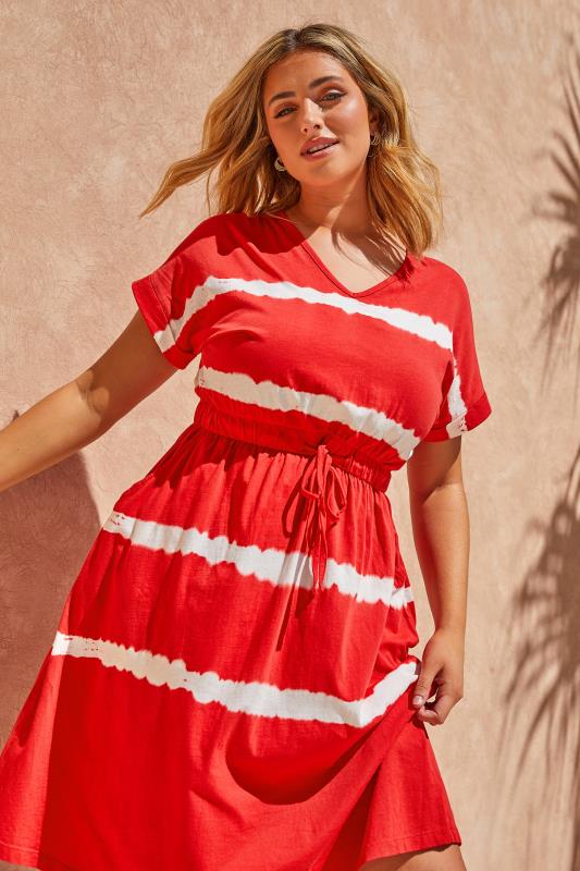 YOURS Plus Size Red Tie Dye Midi Dress | Yours Clothing 1