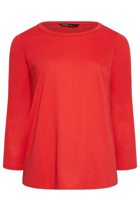 YOURS Plus Size Red Long Sleeve Essential T-Shirt | Yours Clothing 6