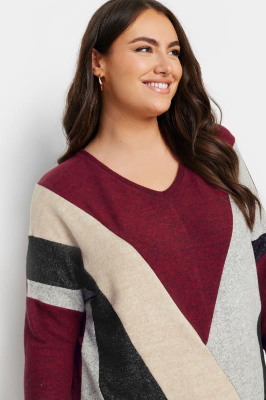 YOURS Plus Size Red Colour Block Sweatshirt | Yours Clothing 4