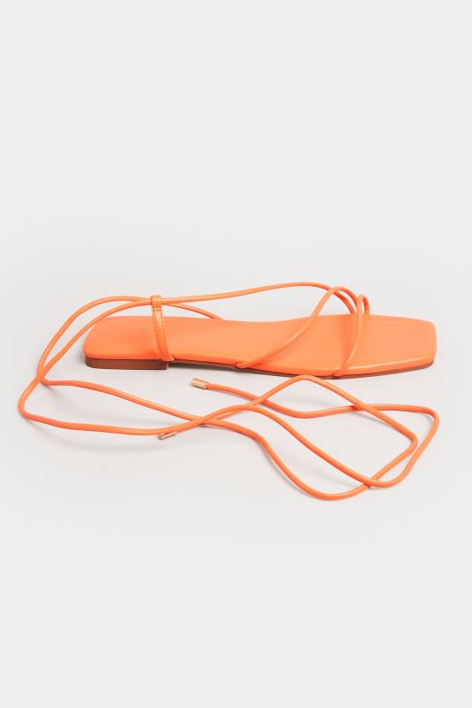 LTS Orange Strappy Flat Sandals In Standard Fit | Long Tall Sally 3