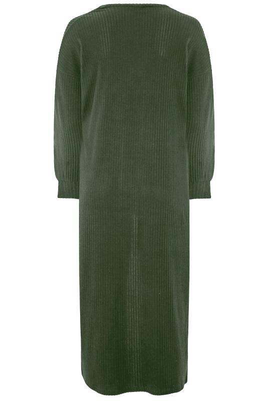 LIMITED COLLECTION Khaki Green Ribbed Long Cardigan 6