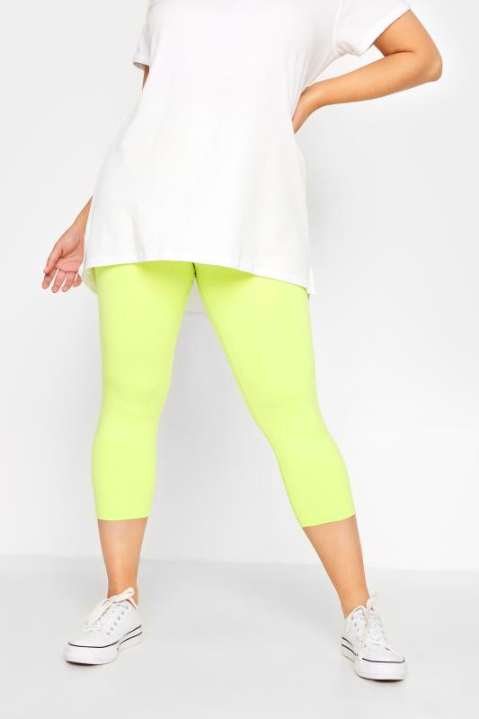 YOURS FOR GOOD Plus Size Lime Green Cropped Leggings | Yours Clothing 1
