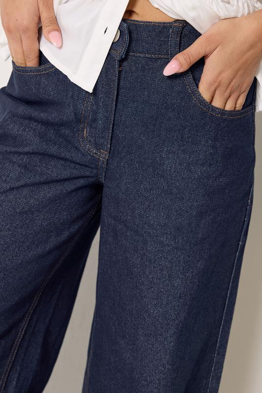 PixieGirl Petite Women's Indigo Blue Elasticated Cotton Wide Leg Jeans | PixieGirl 4