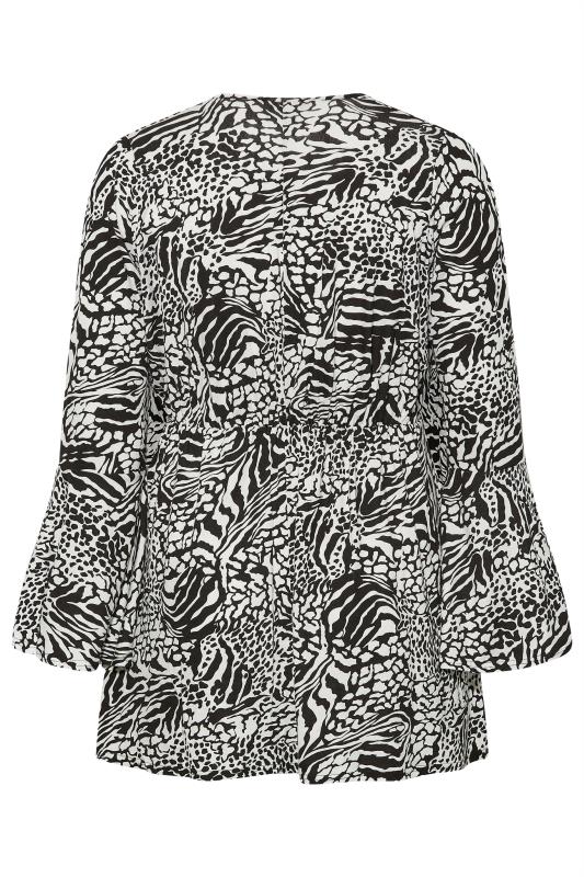LIMITED COLLECTION Curve Black Mixed Animal Print Wrap Top 7