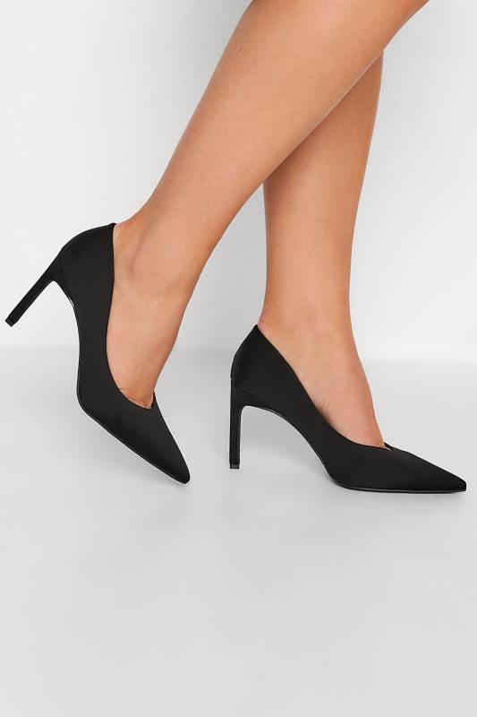 PixieGirl Black Heeled Court Shoes In Standard Fit | PixieGirl 1