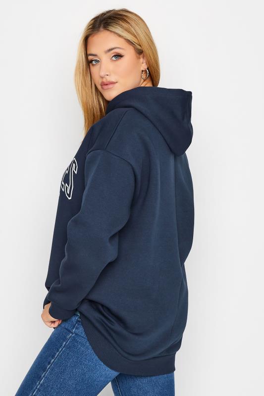 Plus Size Navy Blue 'Los Angeles' Slogan Hoodie | Yours Clothing 4