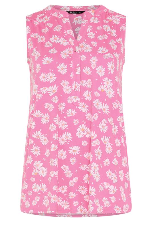 YOURS Plus Size Pink Daisy Sleeveless Swing Blouse | Yours Clothing 5