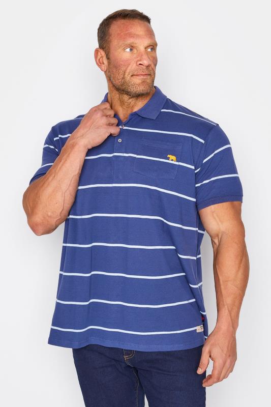 D555 Big & TallBlue Stripe Polo Shirt 1