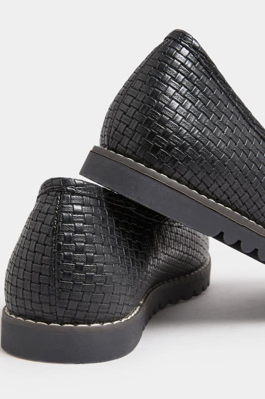 Black Woven Ballet Pumps In Extra Wide EEE Fit | Yours Clothing 4