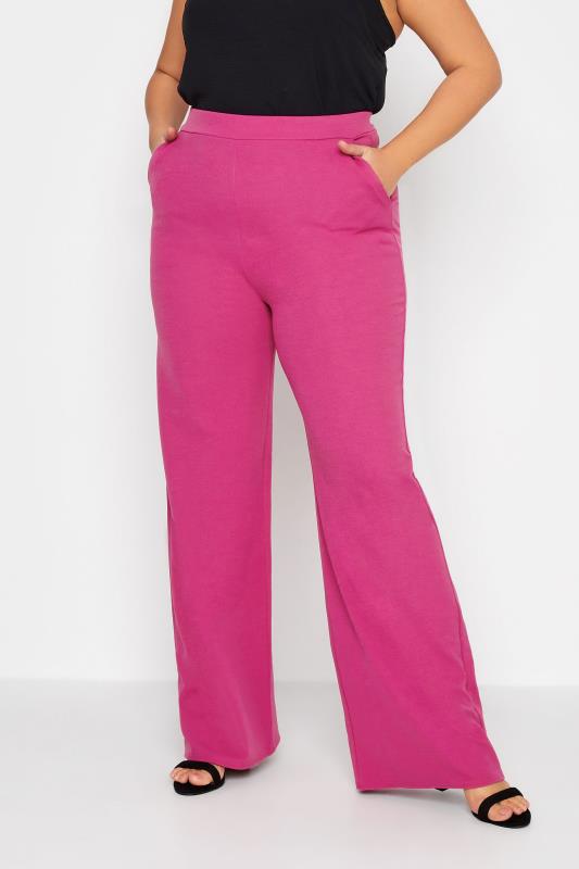 LTS Tall Women's Pink Scuba Wide Leg Trousers | Long Tall Sally 1