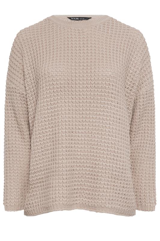 YOURS Plus Size Stone Brown Waffle Knit Jumper | Yours Clothing 7