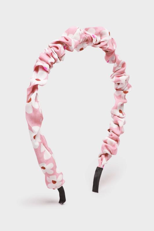 2 PACK Pink Floral Ruched Headbands | Yours Clothing 3