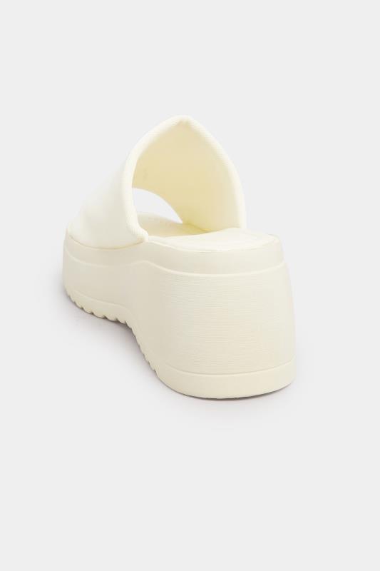 PixieGirl White Wedge Platform Mule Sandals In Standard Fit | PixieGirl 4