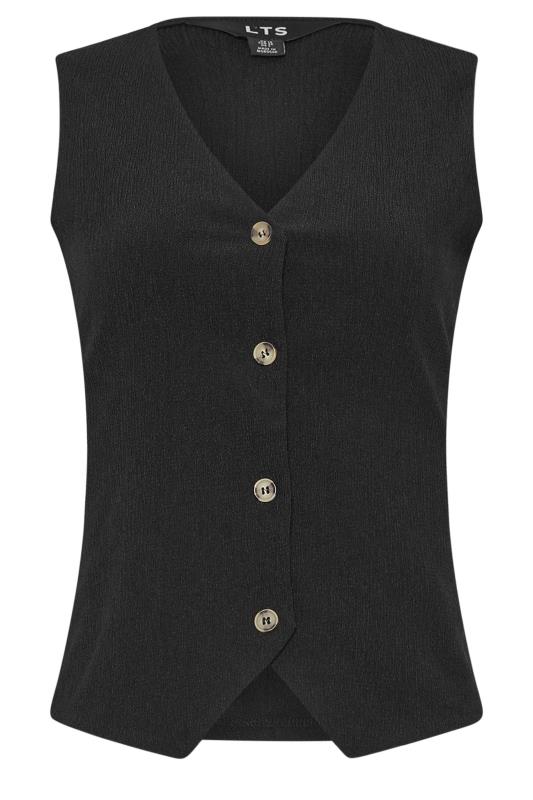 LTS Tall Black Textured Waistcoat Top | Long Tall Sally 5