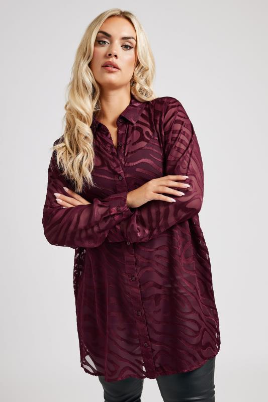 YOURS LONDON Plus Size Red Zebra Burnout Shirt | Yours Clothing 3