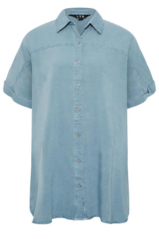 LTS Tall Women's Blue Short Sleeve Denim Shirt | Long Tall Sally 6