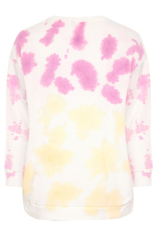 Curve White & Pink Tie Dye 'Free and Happy' Print Sweatshirt_BK.jpg