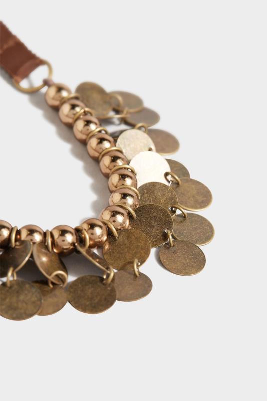 Brown Circular Metal Drop Necklace | Yours Clothing 3