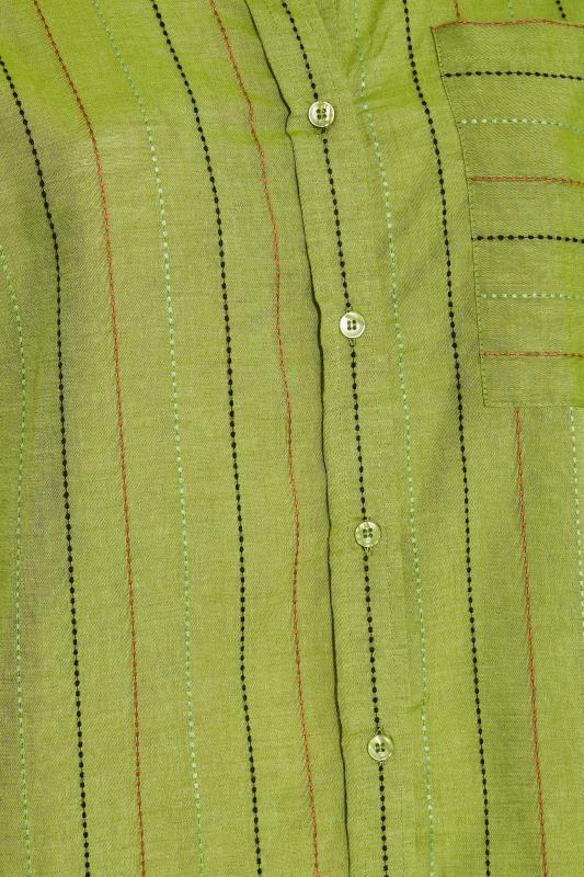 Plus Size Green Stripe Pocket Oversized Shirt | Yours Clothing 6