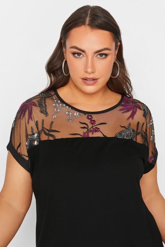 YOURS Curve Plus Size Black Embellished Top | Yours Clothing 4
