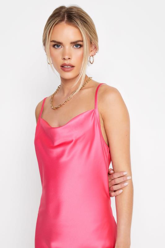 Petite Hot Pink Satin Slip Dress | PixieGirl 5