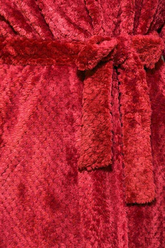 LTS Tall Women's Red Waffle Fleece Hooded Maxi Dressing Gown | Long Tall Sally 5