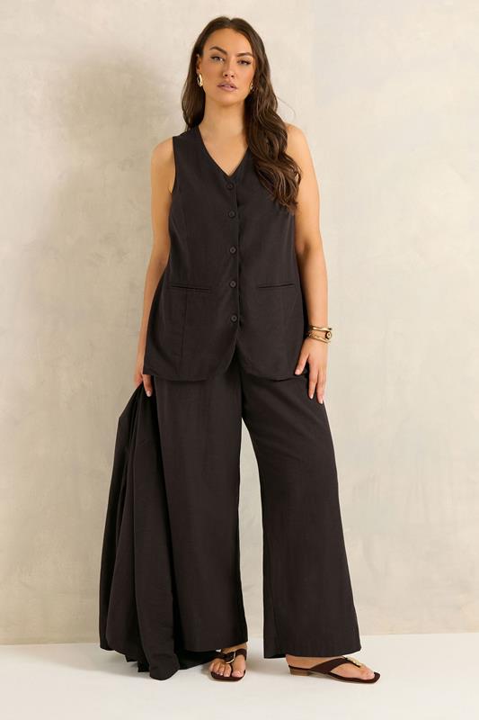 EVANS Plus Size Chocolate Brown Linen Set | Evans 8