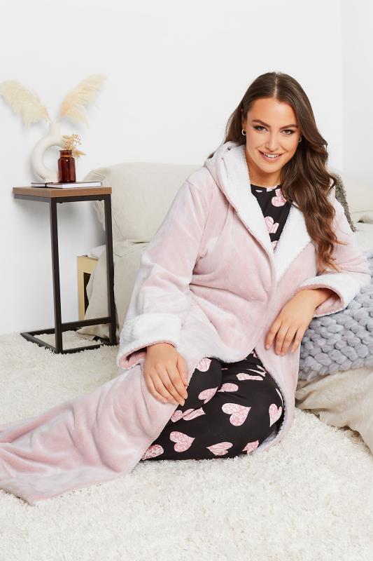 Plus Size Grey Contrast Hooded Maxi Dressing Gown | Yours Clothing 5