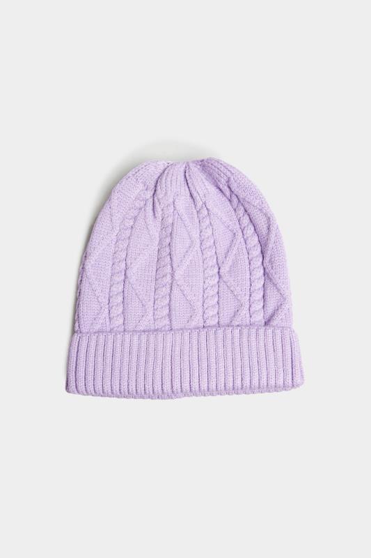 Plus Size Purple Knitted Soft Touch Beanie Hat | Yours Clothing 2