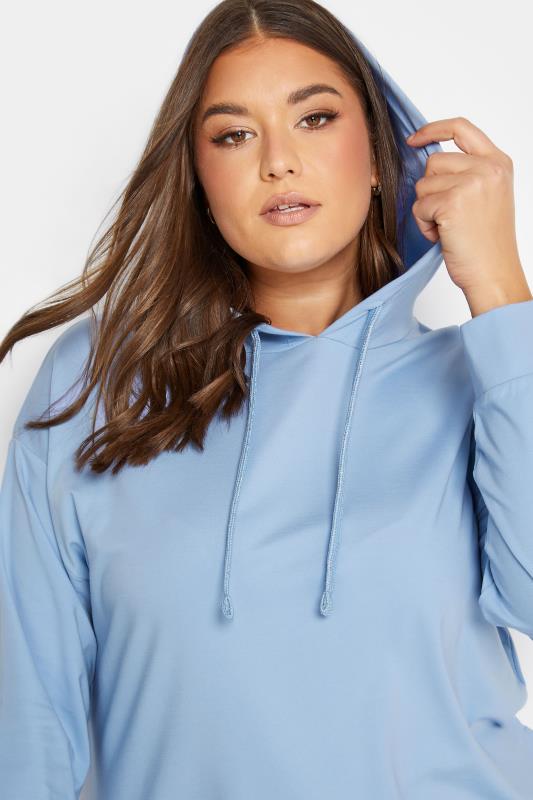 YOURS Plus Size Curve Baby Blue Pocket Hoodie Dress | Yours Clothing  4