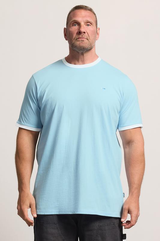  BadRhino Big & Tall T-shirt en chambray bleu à bordures contrastées extra-long