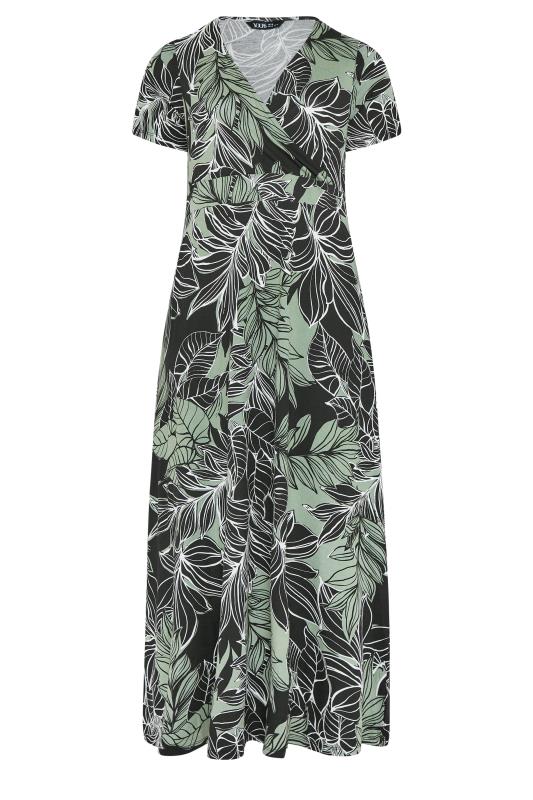 YOURS Curve Blue Leaf Print Wrap Midaxi Dress | Yours Clothing  6