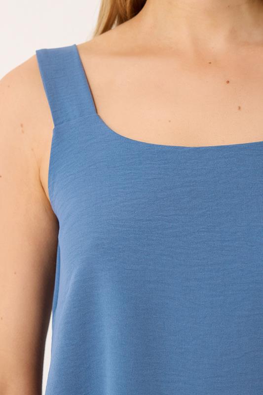 LTS Tall Women's Denim Blue Linen Look Vest Top | Long Tall Sally 5