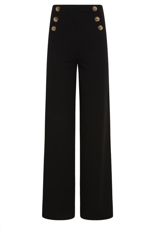 LTS Tall Black Button Detail Wide Leg Trousers | Long Tall Sally 5