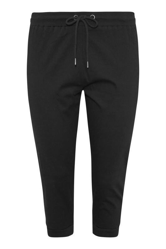Plus Size Black Cotton Cropped Joggers | Yours Clothing 4