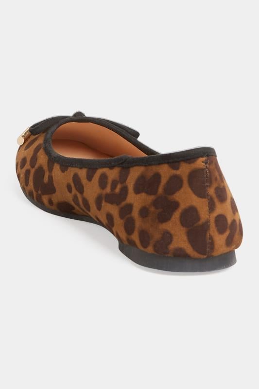 LTS Women's Brown Leopard Print Ballerina Pumps In In Standard D Fit | Long Tall Sally 4